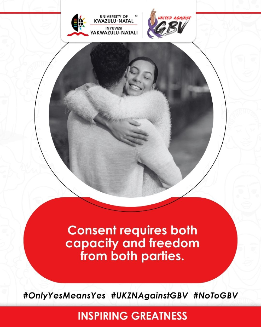 UKZN's tweet photo. Consent should never be assumed.

Ask. Listen. Respect the answer.

Consent isn’t complicated, If it’s not freely given, it’s not consent

#OnlyYesMeansYes #UKZNAgainstGBV
#NoToGBV #UKZN #InspiringGreatness https://t.co/ayoVNpeCJr