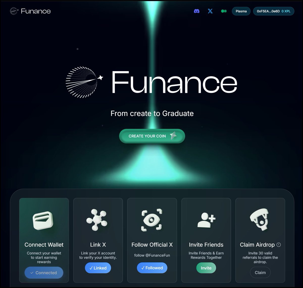 w3loading's tweet image. Be first with memes on Plasma $XPL. Join Funance, bring 30 invites, lock your spot for the coming pump of the Plasma ecosystem.

Steps:

Connect your wallet
Connect your X-account
Follow Funance X-account
Send your ref to 30 retards

funance.fun/?ref=F5EA7F42