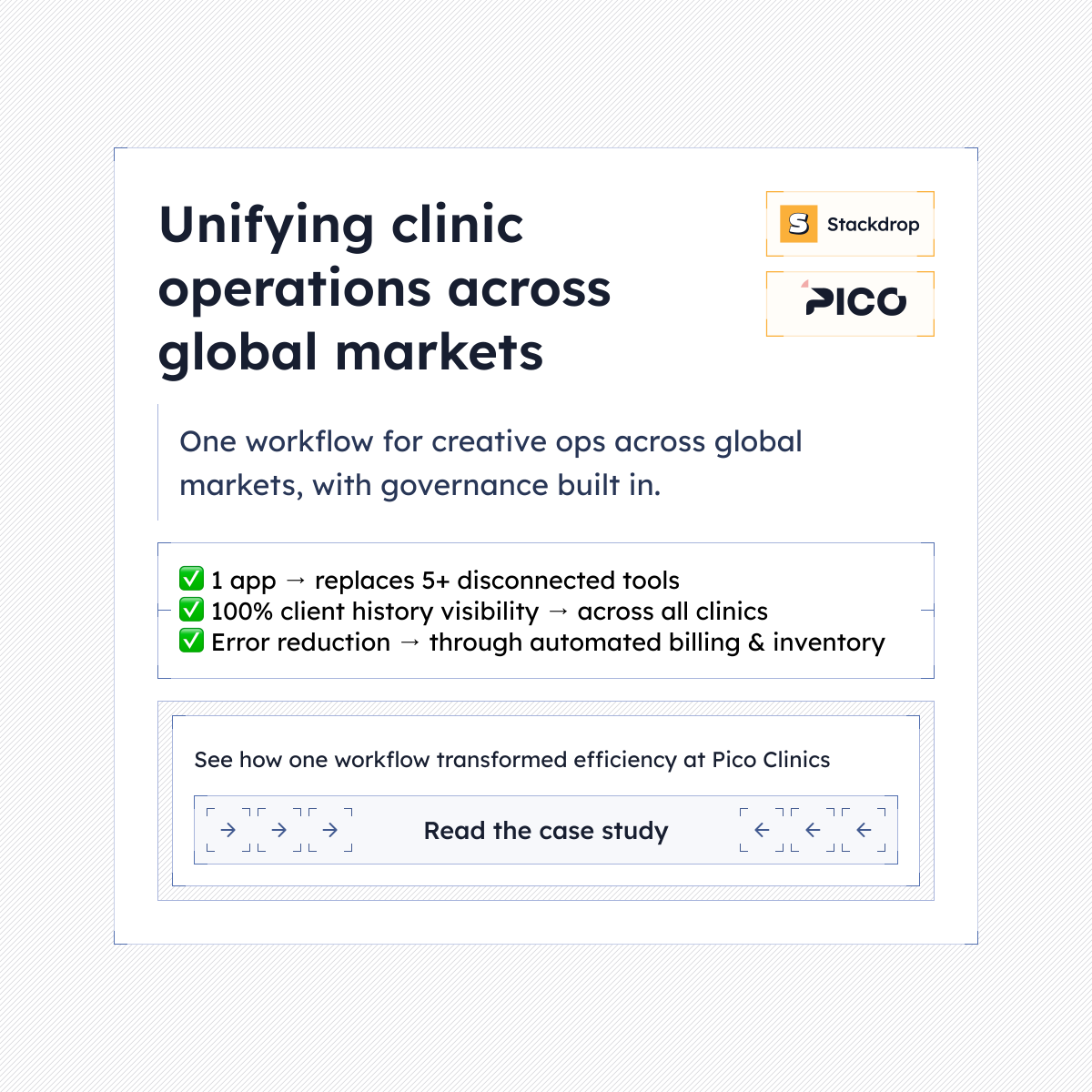 stackdropHQ's tweet image. Pico Clinics was running on too many systems. The result? Frustrated staff and fragmented client experiences.

With Stackdrop + Retool, everything changed. One workflow. Global visibility. Smarter operations.

👉 Discover how Pico Clinics transformed efficiency →…