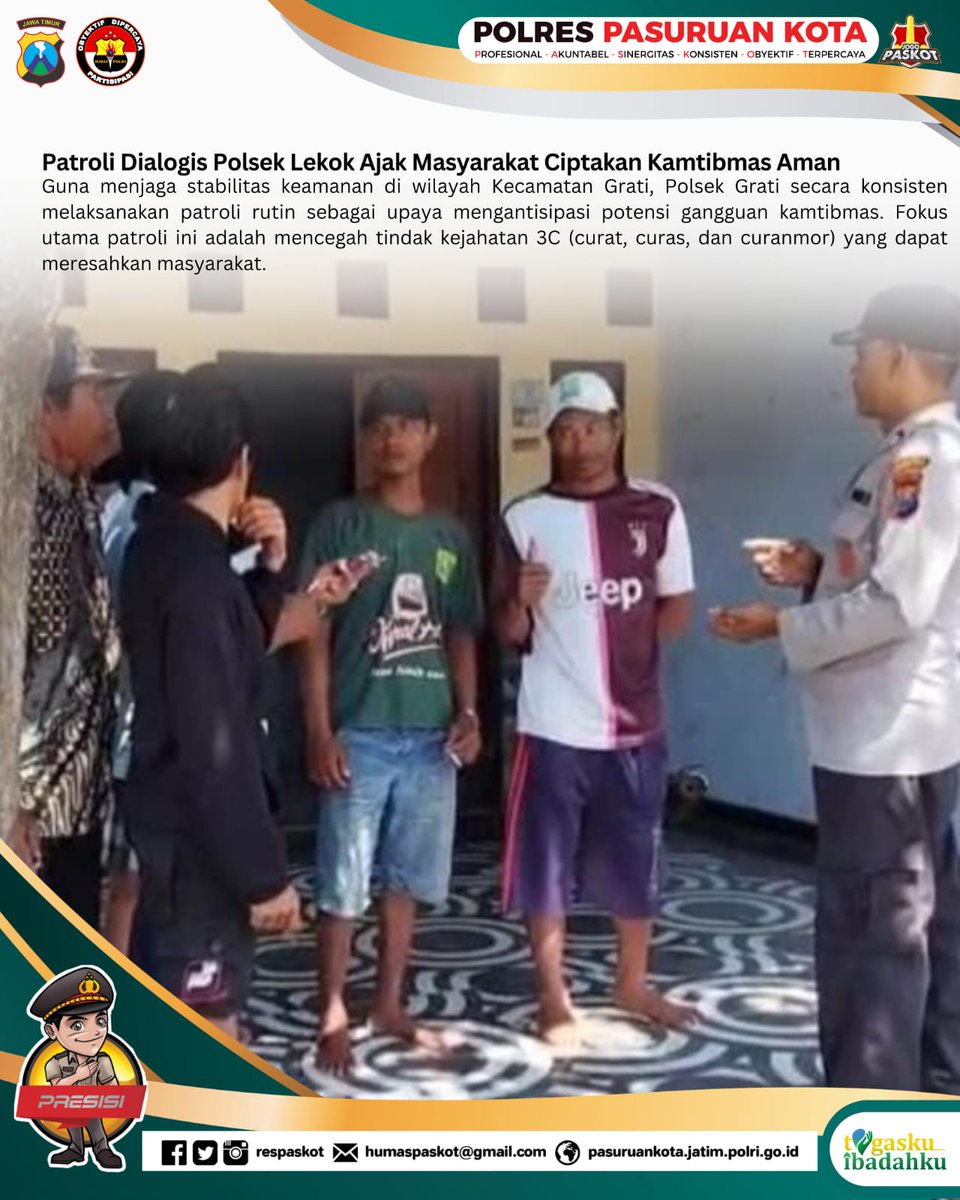 Humas_Bglkdl's tweet photo. Patroli Dialogis Polsek Lekok Ajak Masyarakat Ciptakan Kamtibmas Aman

#jogopaskot
#polripresisi
#optimisjatimbangkit
#polisipenolongmasyarakat https://t.co/fwE466BwQO