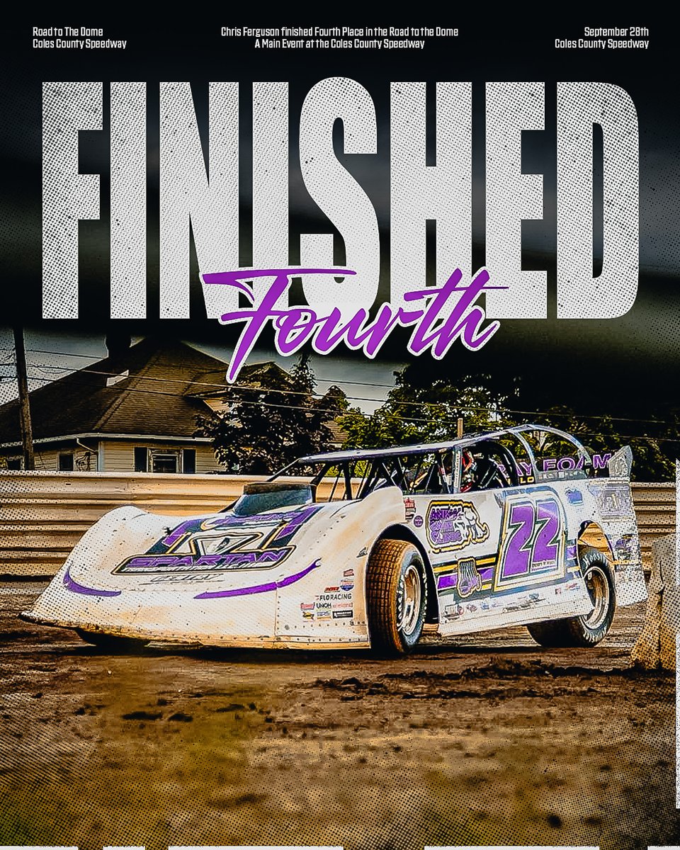 Final from Coles County Speedway: 4th 🤙

We started the night off strong qualifying second, winning heat 2, and finishing 6th in the dash. This set us up to start 6th in the 40 lap A Main where we would drive our way from 6th to 4th!

A solid night for our #22 Stinger Racecars