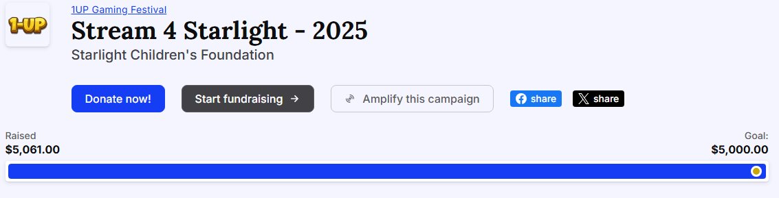 1UpGameFestival's tweet image. 177 hours. 33 Creators. 7 Days. 1 Goal.

The 1UP Gaming Festival is excited to announce with the conclusion of our 4th yearly @StarlightUS event, that we've managed to fund yet another station for the kiddos!

Words cannot express how much work these amazing folks did. 😭😍🌟