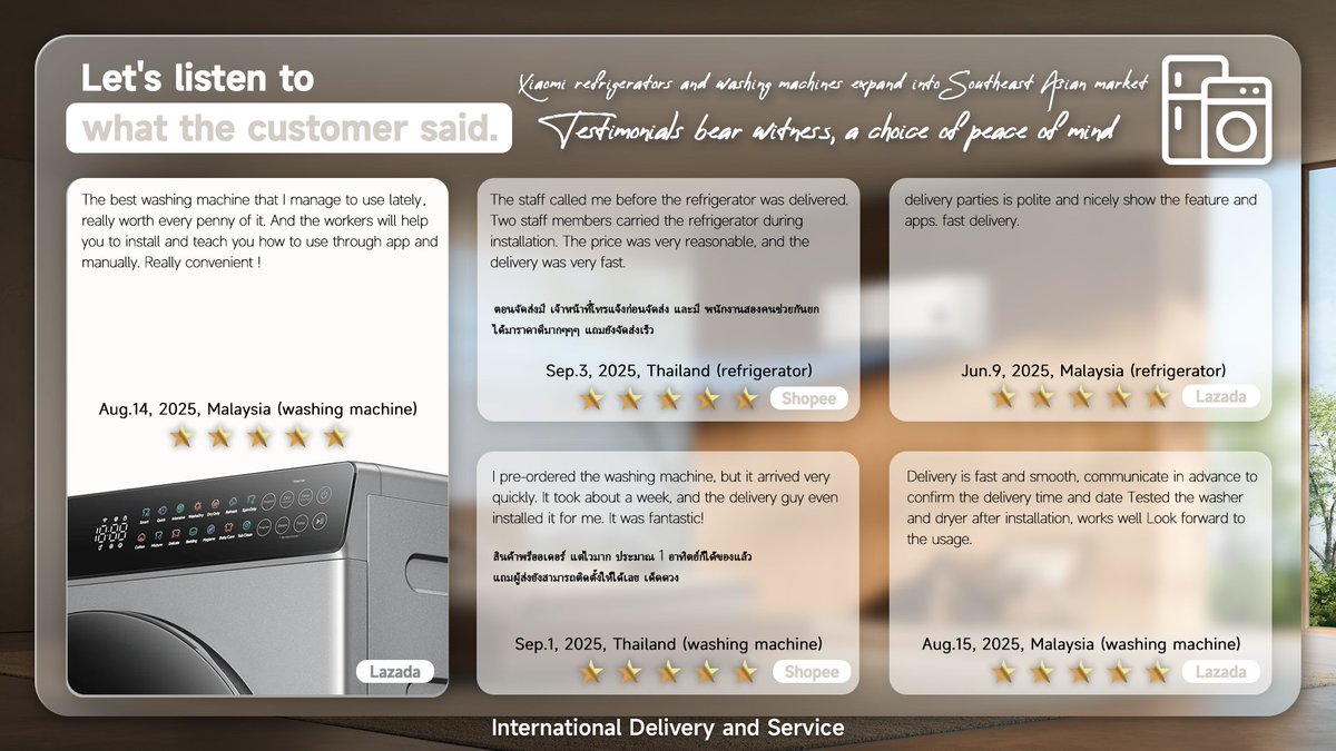 🚨 Great news from Xiaomi! 🚨
Mijia Refrigerators and Mijia Washing Machines are not just winning hearts with smart features, but also with our outstanding delivery and after-sales service! 💪
A huge shoutout to our dedicated service teams across the region. This success is