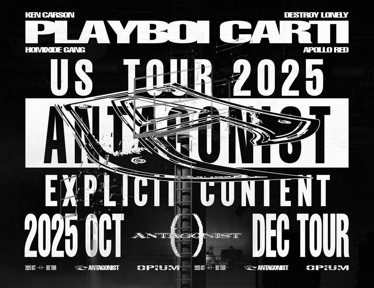 DBL0ARCHIVE's tweet photo. RECAP OF TODAY:

- 5 NEW SONGS FROM DESTROY LONELY
- 4 NEW SONGS FROM APOLLO RED
- 4 NEW SNIPPETS FROM KEN CARSON VIA IG LIVE
- PLAYBOI CARTI PREVIEWED STAGE DESIGNS &amp; MORE FOR THE ANTAGONIST TOUR

DOES THIS BUILD UP YOUR HYPE FOR THE ANTAGONIST 2.0 TOUR ?? 🤔 https://t.co/YDP7waworo