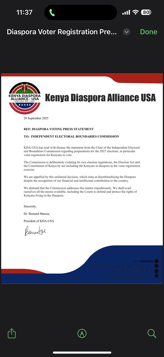 kenya_usa's tweet photo. We are appalled by the unilateral decision by the @IEBCKenya to exclude Kenyans in the Diaspora from voter registration @skmusyoka @dkmaraga @MarthaKarua @rigathi @NationAfrica @StandardKenya @citizentvkenya https://t.co/jxFrGKddLt
