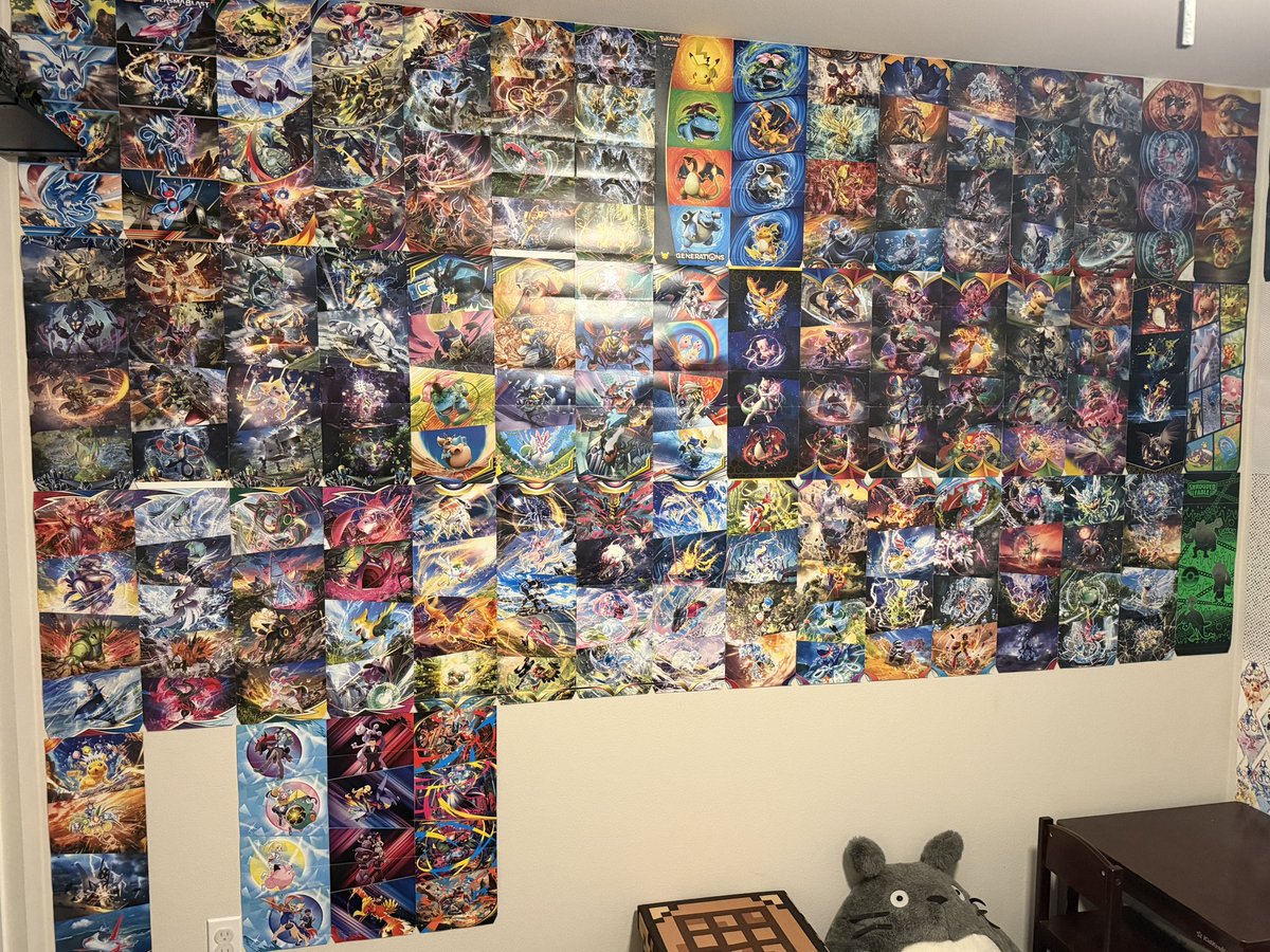 Going to use my work Twitter for a parenting mission. This is my kid’s playroom. He’s collecting #PokemonTCG etb posters for his wall. Missing just Primal Clash Kyogre and Groudon. #pokemon world, any help? Appreciate it! Will pay. He also collects Caterpie, Ponyta, and Diglett.