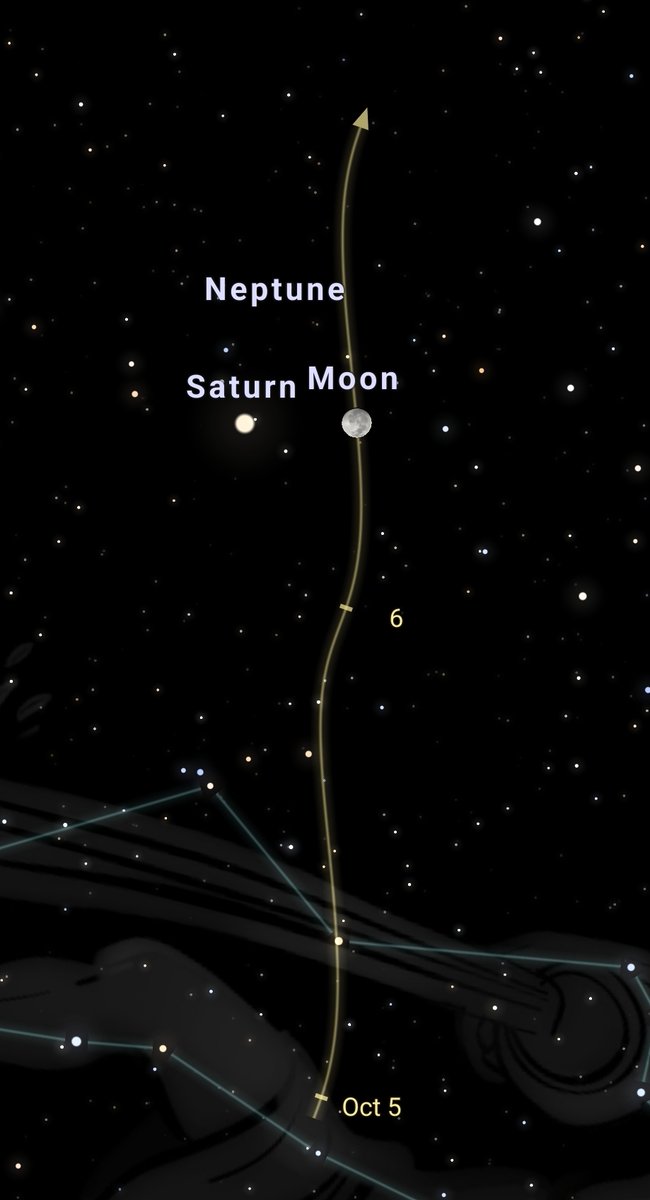 LOOK UP ALERT. The Moon is meeting Saturn on October 5th! Only 3° separates them in the night sky. Get your binoculars ready. Clear Skies!