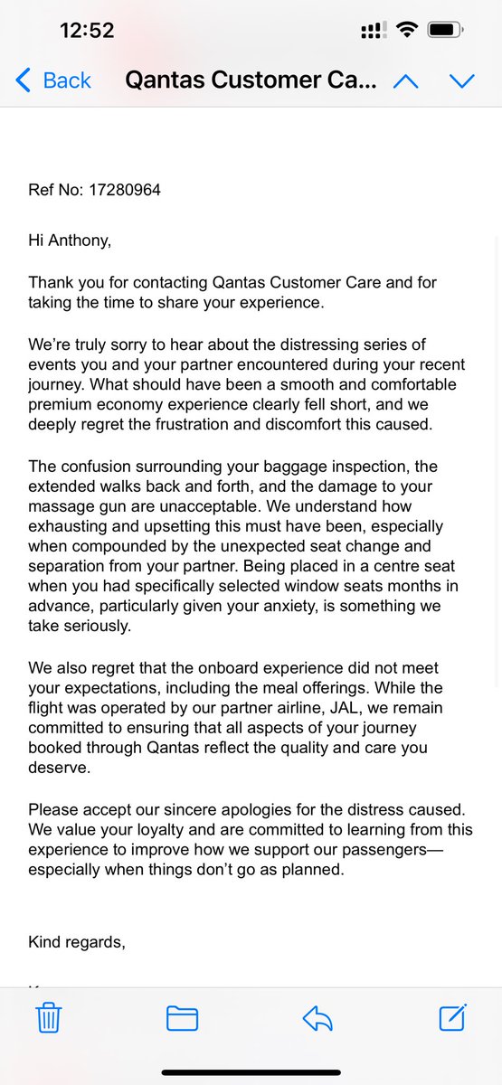 Can anyone else believe how rude <a href="/Qantas/">Qantas</a> customer care is? This response is infuriating.
