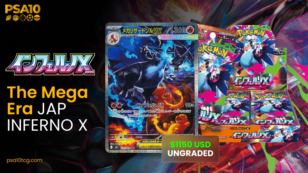 The Mega Era in Japan is heating up. 🇯🇵🔥

Mega Charizard X – Inferno X is already moving at $1150 ungraded and climbing fast.
Collectors are locking in early before the supply squeeze really hits. ⏳📈

Fun fact: this one’s also our PSA10 intern’s favourite card. 🐉❤️
👉 Are you