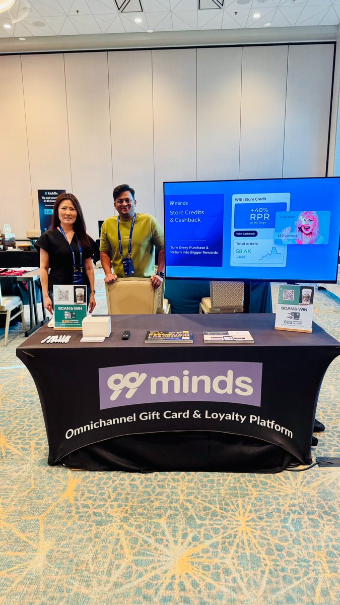 pravin0801's tweet image. 🚀 Big milestone for @99minds — our first-ever booth at the @GlobalPayInc Conference!
A sign of our growth + scaling as we power gift cards, loyalty &amp;amp; wallets for 1000+ brands in 28+ countries.
📍 Stop by &amp;amp; let’s talk 
🔗 shorturl.at/JEQad
@Heartlandhpy #GiftCards #Loyalty