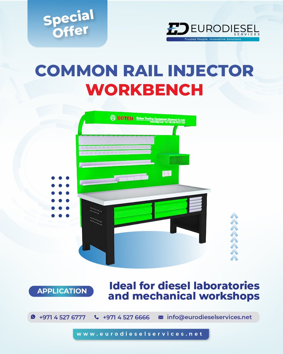 eurodieselgroup's tweet image. Looking to upgrade your workshop? 

The Common Rail Injector Workbench is your go-to solution for advanced diesel injector testing.

#EurodieselServices #InjectorTesting #CommonRail #WorkshopEquipment #DieselSolutions #FuelInjection