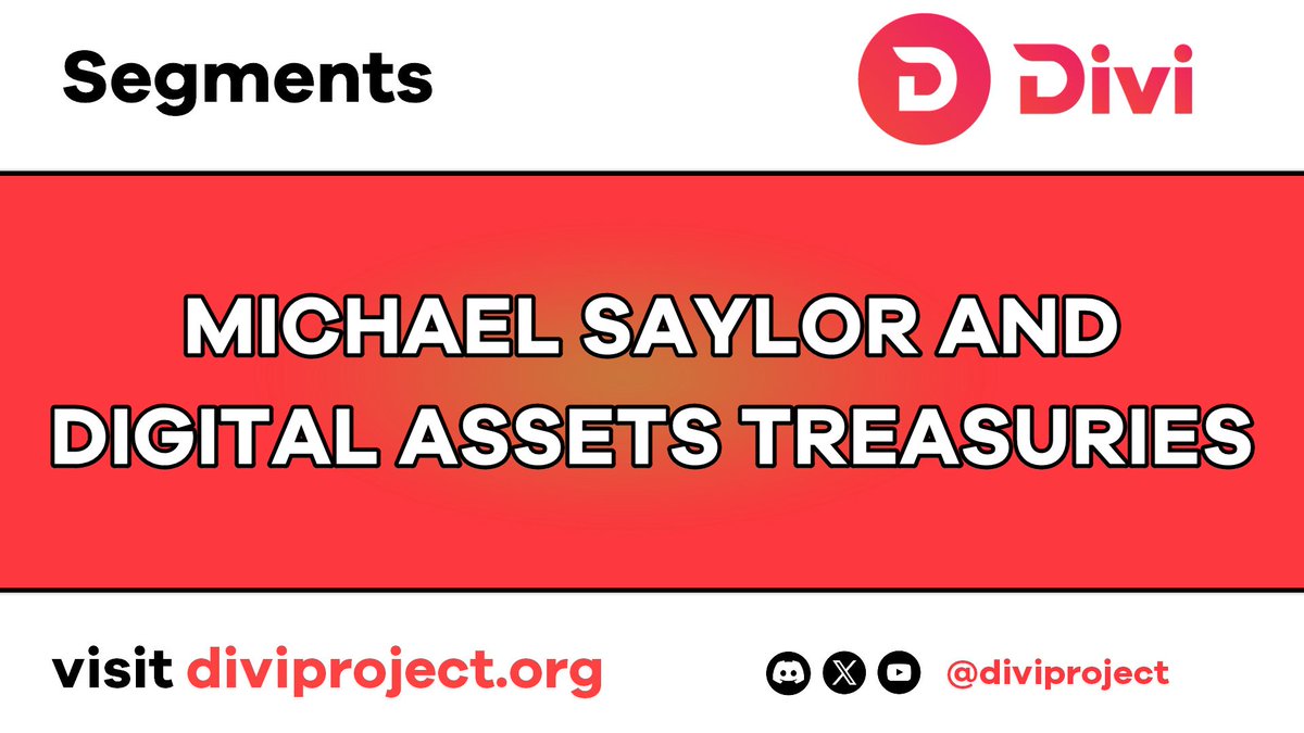DiviProject's tweet image. 𝗗𝗶𝘃𝗶 𝗦𝗲𝗴𝗺𝗲𝗻𝘁𝘀 🗞️ 

📜Michael Saylor And Digital Assets Treasuries (DATs)
🔗 youtube.com/watch?v=EiQoCL…

#DiviSegments $Divi #DAT
