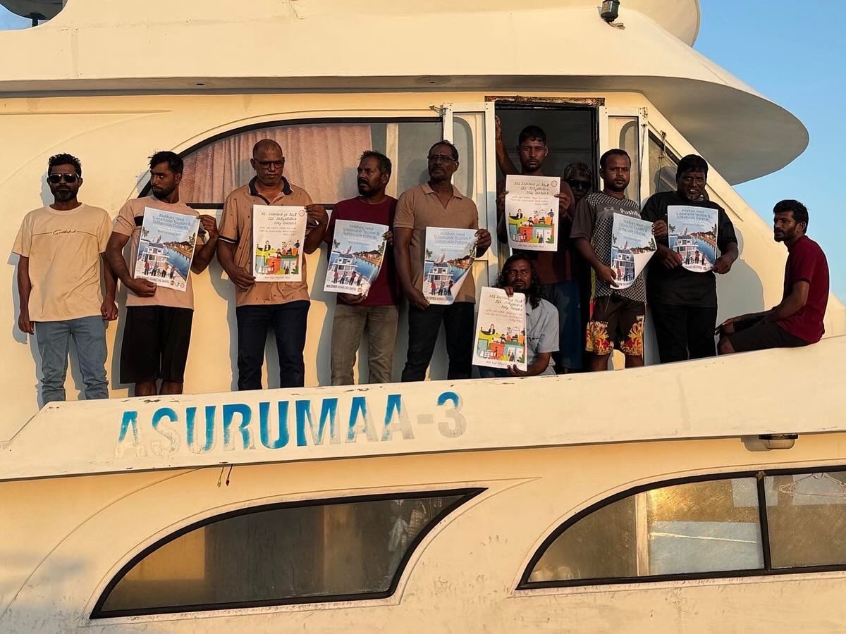 iufap's tweet photo. @TEAMmaldives and @FishermensUnion in the Maldives call for sustainable tourism and sustainable fisheries on #WorldTourismDay2025. Locally sourced food, fair prices for fishermen and respect for tourism workers. #SustainableFairRespectful #WTD2025 #ResortWorkers https://t.co/w0u7WZC0HP