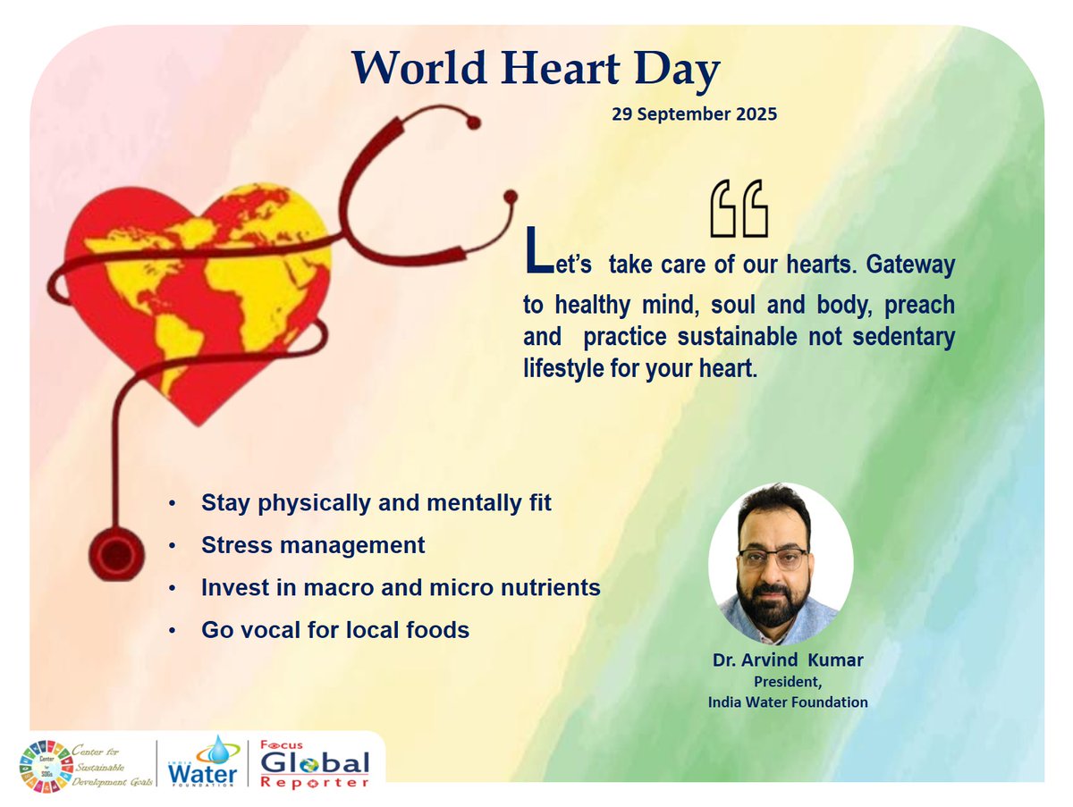 IndiaWaterFoun1's tweet photo. #WorldHeartDay2025 #cardiovascular #healthyheart #UseHeartToConnect #AyushmanBharat #SwasthaBharat #NoTobacco #UseHeartToBeatCVD #HealthForAll @PMOIndia @NITIAayog @JPNadda @MoHFW_INDIA @DrTedros @WHO @AyushmanNHA @moayush @aiims_newdelhi @AIIMS_Guwahati @aiimsrishi https://t.co/Z3XkTdFPkm