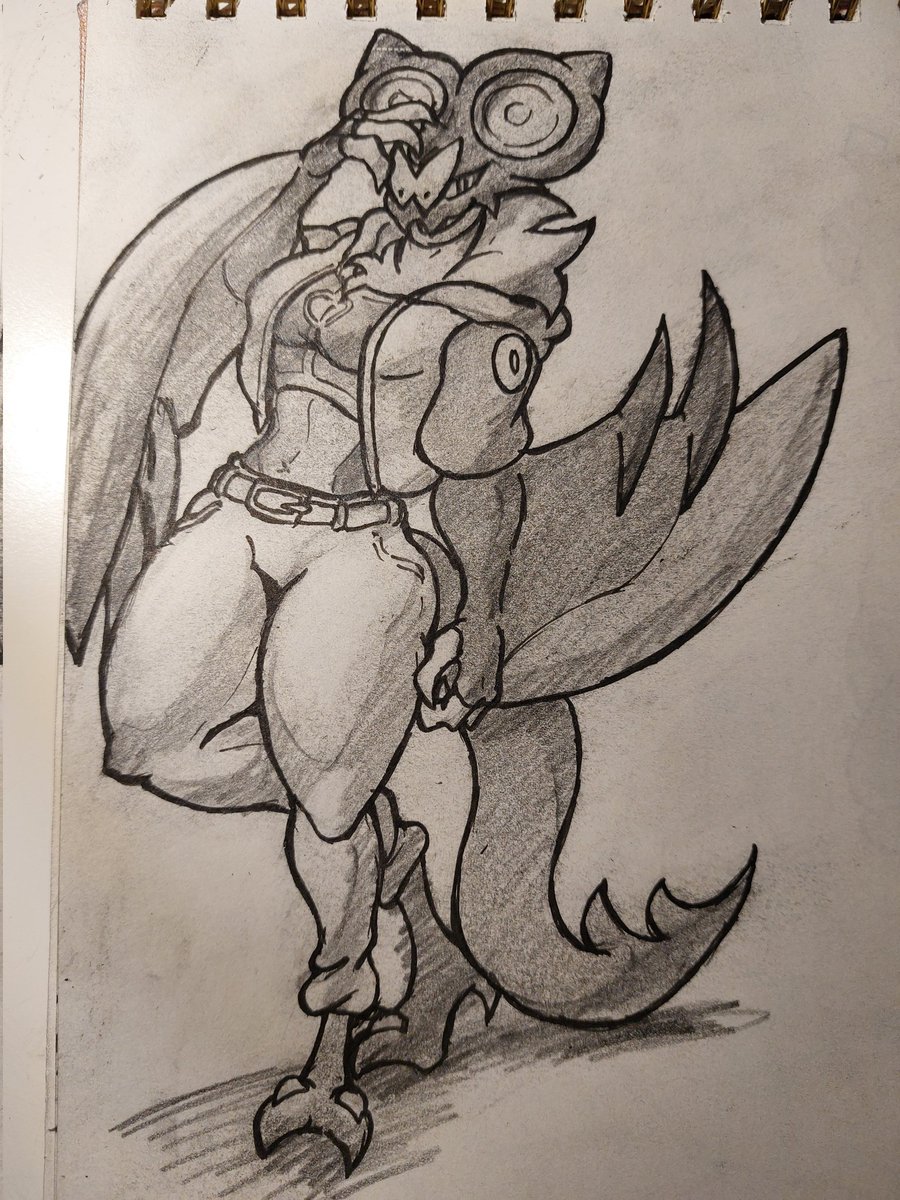 Ok, so I finally got the request done for <a href="/roebruh/">Roe</a>, and I guess <a href="/DJRedSnapdragon/">Julia the Wubstep Noivern!!!</a>, too? #art #paperart #fanart #drawings #pokemonart