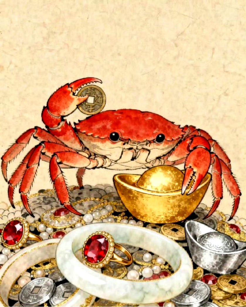 zls0910's tweet image. 10秒内转走螃蟹图，十月份会有偏财入账！