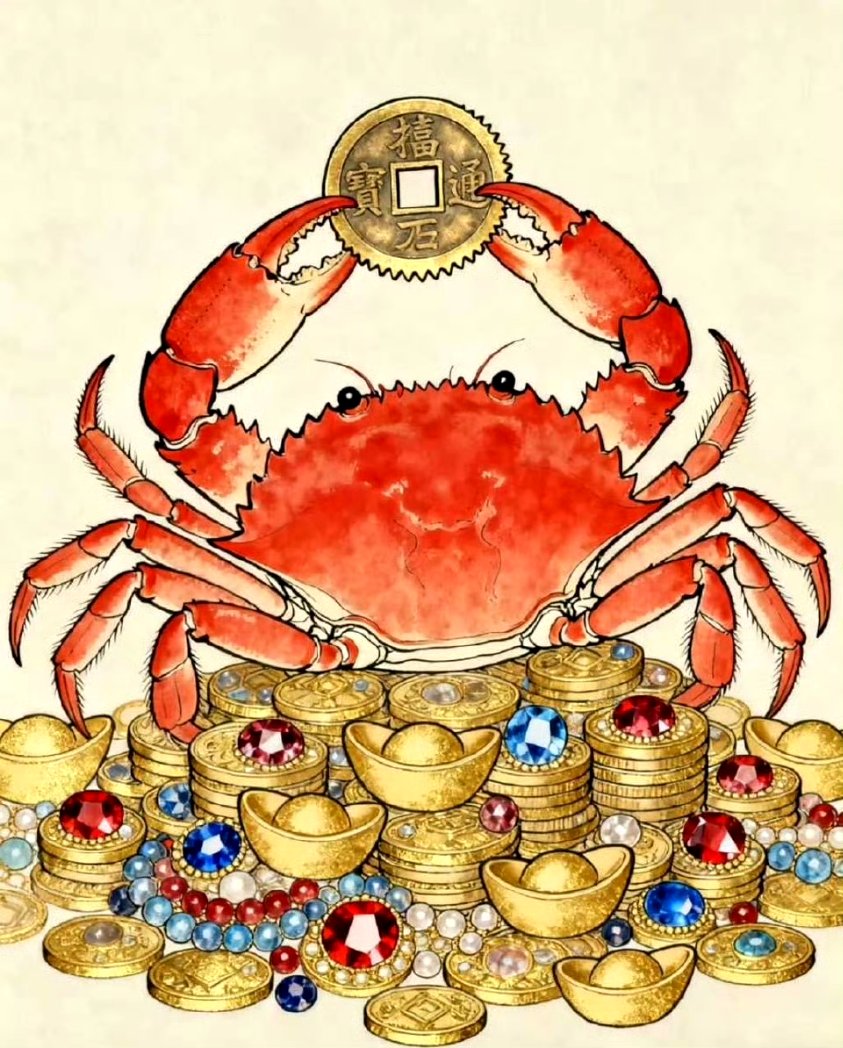 zls0910's tweet image. 10秒内转走螃蟹图，十月份会有偏财入账！