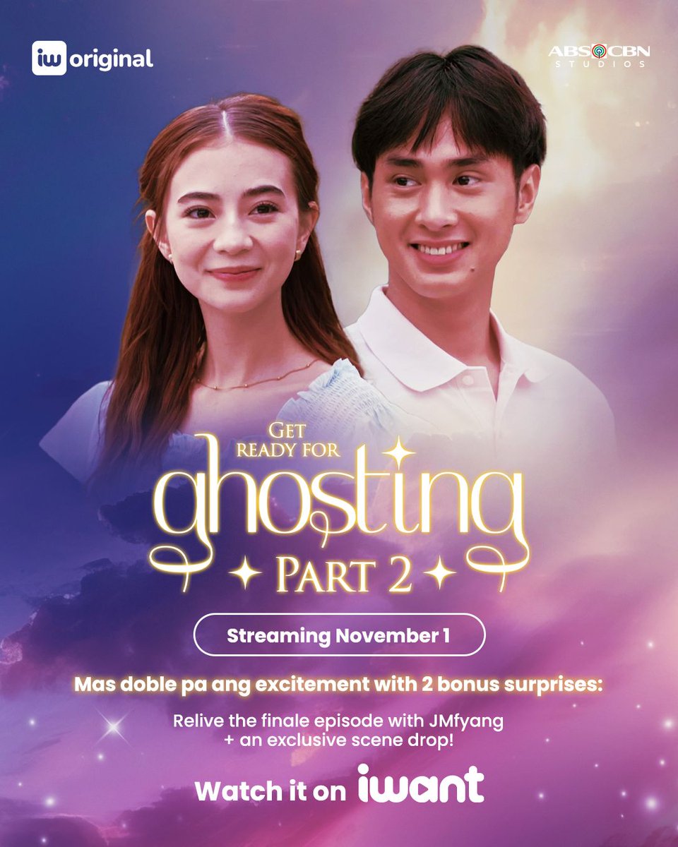 Ghosting Part 2 is coming this November 1!  May kasama pang 2 BONUS CONTENT for all our Ka-mumu!

Stay tuned lang sa iWant social media accounts for more details!
While waiting, binge-watch all episodes of #GHOSTING Part 1 on iWant. bit.ly/iWantGhosting