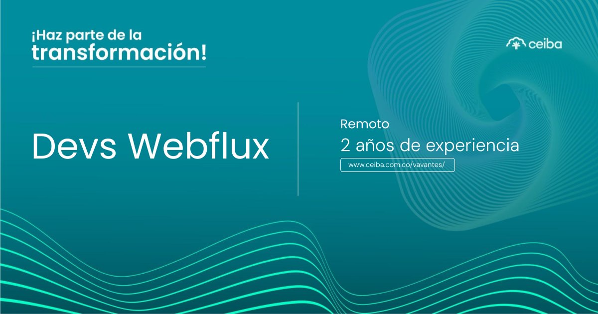 CeibaSoftware's tweet image. ¡Haz parte de la transformación #Java #Webflux! 

En #FamiliaCeiba buscamos Desarrollador Webflux. 

¡Únete a #CeibaPRO!

📝 Aplica en acortar.link/SofY9X
🔎 Visita nuestro sitio acortar.link/1dpC85 

#Dev #ITJobs #JavaJobs