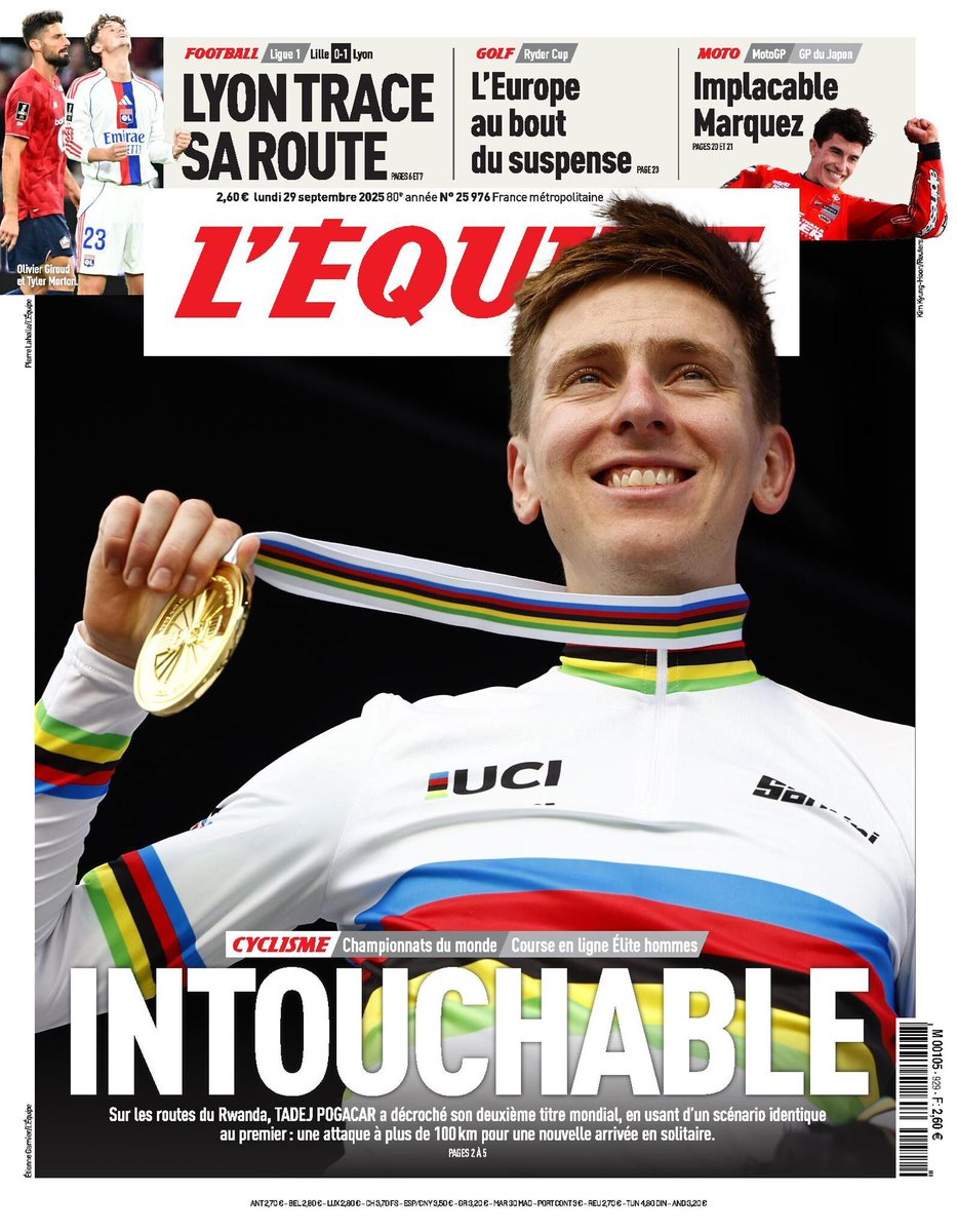 🗞️ La une du journal L'Équipe du lundi 29 septembre 2025
Pour lire votre édition ➡️ l.lequipe.fr/2AT