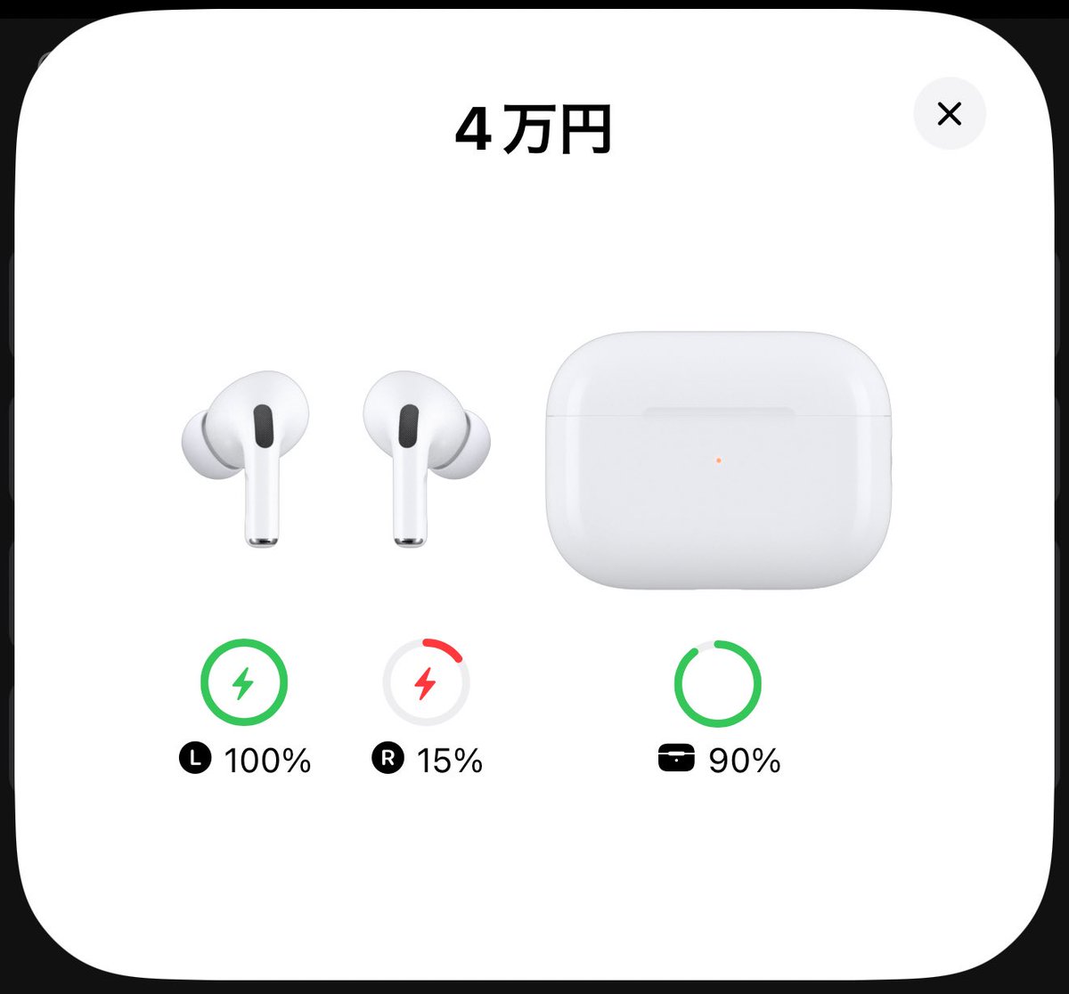 オフ会で新型AirPods Proの音質の話になったんだけど、
音質全く関係ないポップアップで出てきた『4万円』の存在感の強さにみんな衝撃受けてた