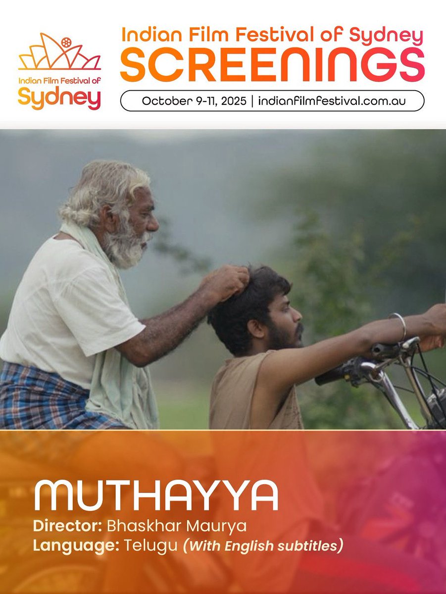 iffsyd's tweet photo. MUTHAYYA
SATURDAY 11 OCTOBER | 07:00PM | 
Palace Norton Street
GET TICKETS - https://t.co/uIay2cZjJt

Director: Bhaskhar Maurya
Language: Telugu (with English Subtitles)Runtime: 120 Mins
Country: India https://t.co/FlrTO0XCe7