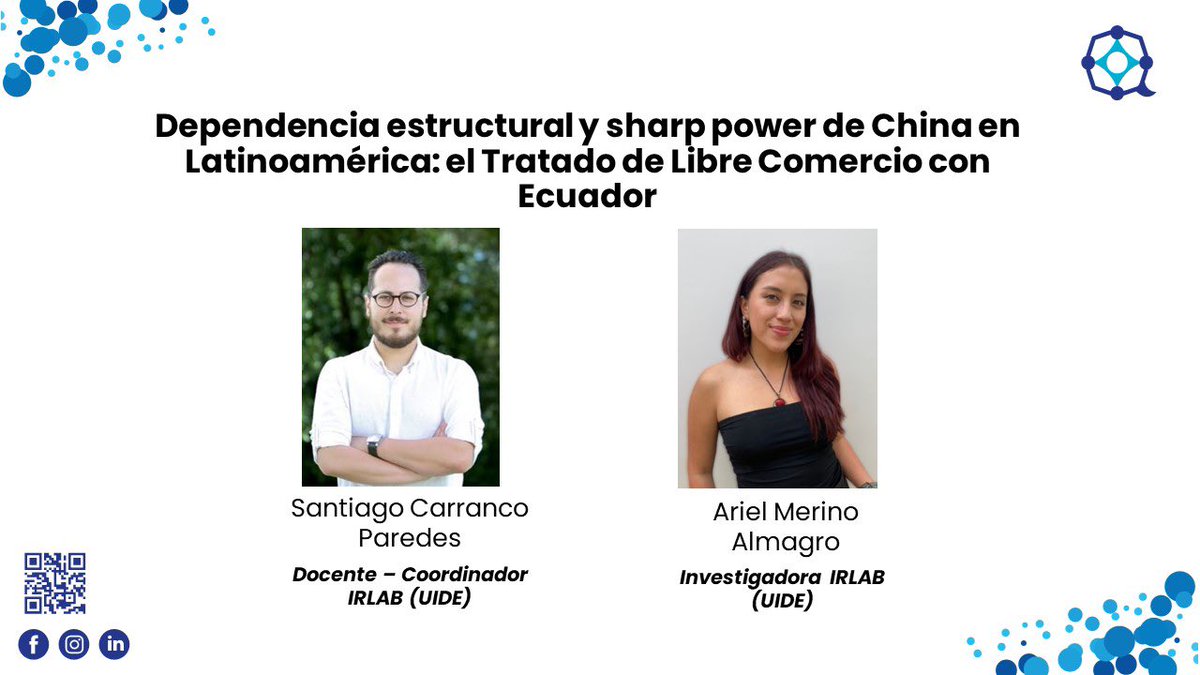 Te invitamos a leer el análisis de Santiago Carranco y Ariel Merino. Lee el artículo en el siguiente link: 👇🏼👇🏼 sentipensante.net/dependencia-es… 

#RelacionesInternacionales #China #Ecuador
