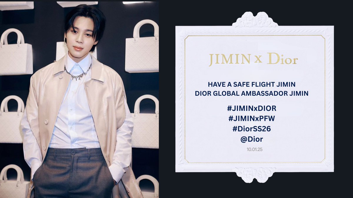 JIMIN_MEXICO13's tweet photo. Pon la foto de Jimin Dior que más te guste y  da RT 

HAVE A SAFE FLIGHT JIMIN
DIOR GLOBAL AMBASSADOR JIMIN
#JIMINxDIOR
#JIMINxPFW
#DIORSS26 @Dior https://t.co/Az6lwaKJTR