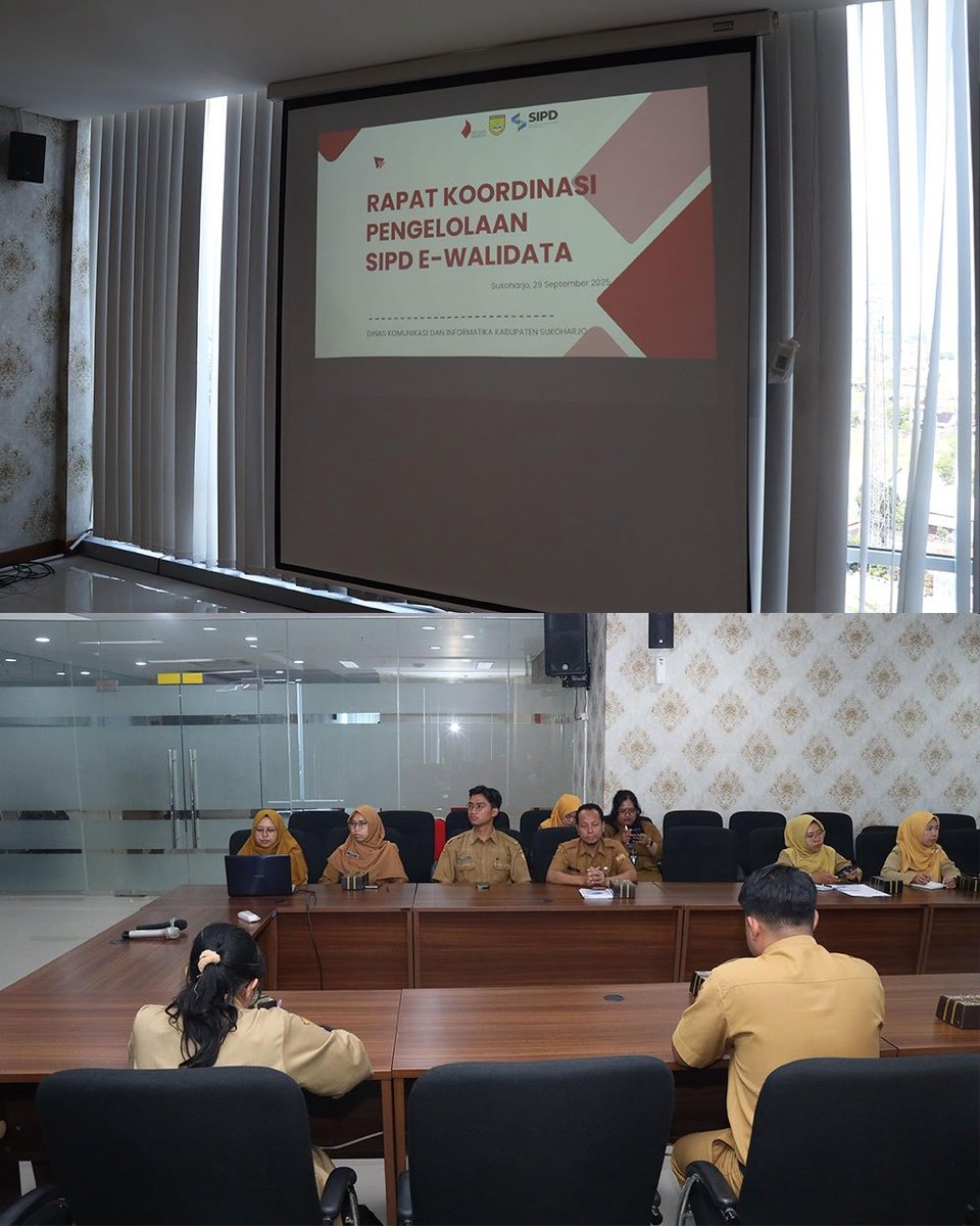 diskominfo_skh's tweet photo. SobatKom, 

Dinas Kominfo Kabupaten Sukoharjo Gelar Rapat Koordinasi Pengelolaan SIPD E-Walidata yang digelar di Ruang Rapat Wijaya 1 Gedung Menara Wijaya Sukoharjo pada Senin (29/9/2025). 

#diskominfo 
#diskominfoskh 
#rakorpengelolaanSIPD 
#SIPDe-Walidata https://t.co/KpS1f0swHh