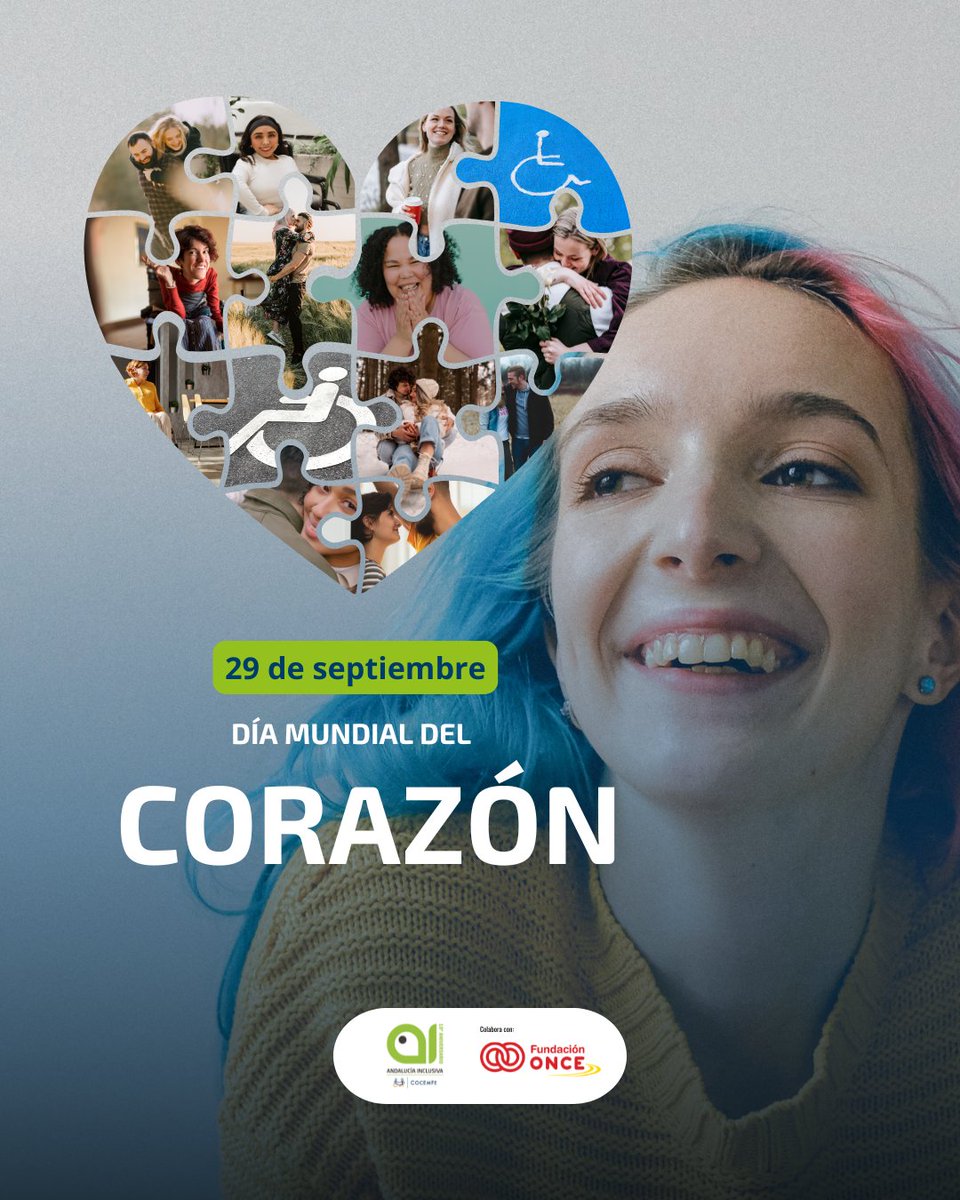 💚 29 de septiembre · Día Mundial del Corazón
La discapacidad orgánica también late.
Vivir con una cardiopatía puede no verse, pero sí condiciona.

Colabora <a href="/Fundacion_ONCE/">Fundación ONCE</a> 

#corazon #cardiopatías #cardiopatíacongénita #cardiopatíascongénitas #cardiopatias #discapacidad