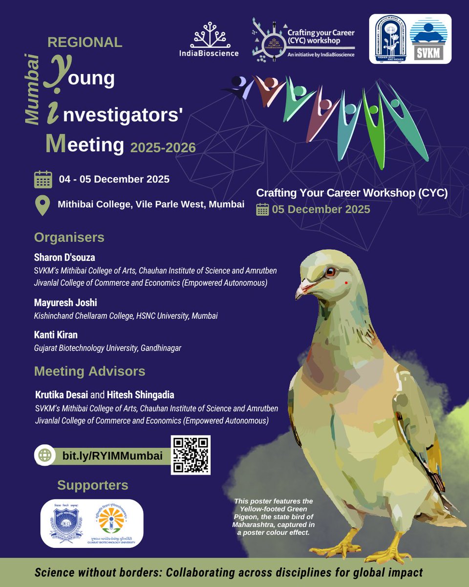 IndiaBioscience's tweet image. 📢𝑵𝒆𝒙𝒕 𝑹𝒀𝑰𝑴𝒔 𝒐𝒇 2025 𝒄𝒐𝒎𝒊𝒏𝒈 𝒖𝒑 𝒊𝒏 𝑻𝒊𝒓𝒖𝒑𝒂𝒕𝒊 𝒂𝒏𝒅 𝑴𝒖𝒎𝒃𝒂𝒊

After Bhilai, our next RYIMs this year take us to Tirupati in the last week of November and to Mumbai in the first week of December, respectively!

RYIM Tirupati 2025

Organisers: Jointly…