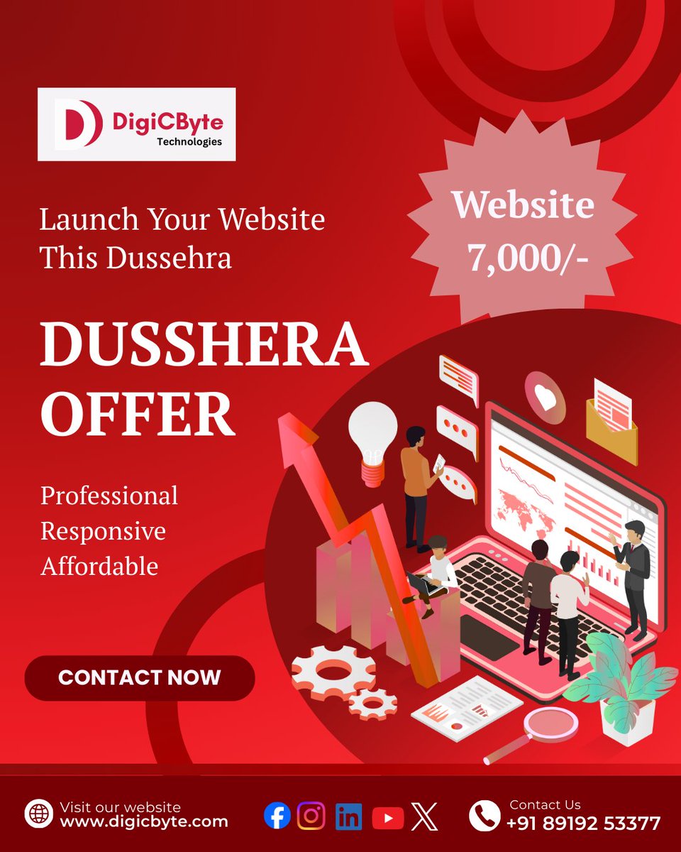 digicbyte_tech's tweet image. This Dussehra, give your business a Digital Victory!
Get your professional website at just ₹7,000 with DigiCByte Technologies.
✔5 Pages
✔Mobile-Friendly Design
✔Secure & Fast Setup
✔No Hidden Costs
Book now- shorturl.at/hleYX
#DigiCByteTechnologies #WebsiteDevelopment