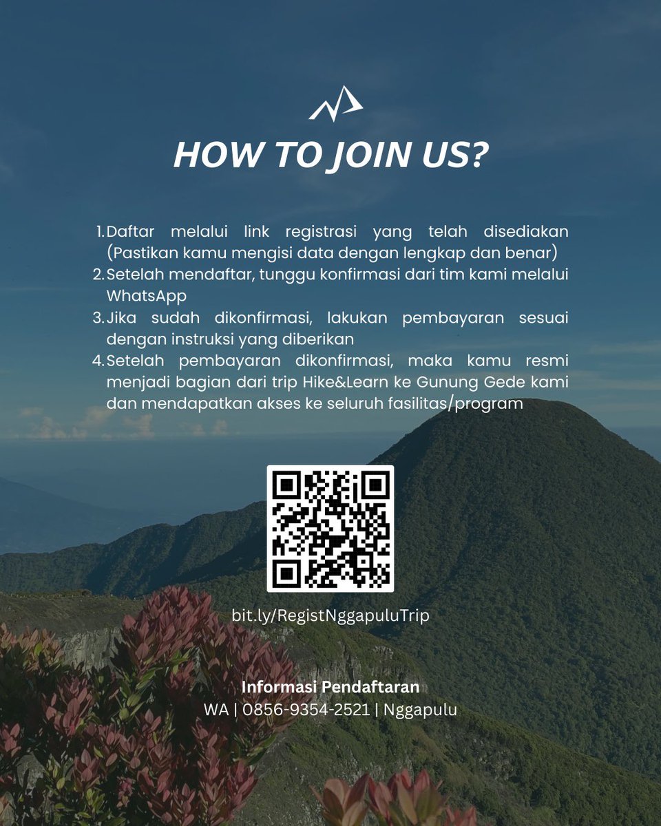 buat kalian yang tertarik belajar mendaki gunung dengan baik dan bertanggung jawab, yuk ikut hike &amp; learn bersama <a href="/mapala_ui/">Mapala UI</a> 

bit.ly/RegistNggapulu…