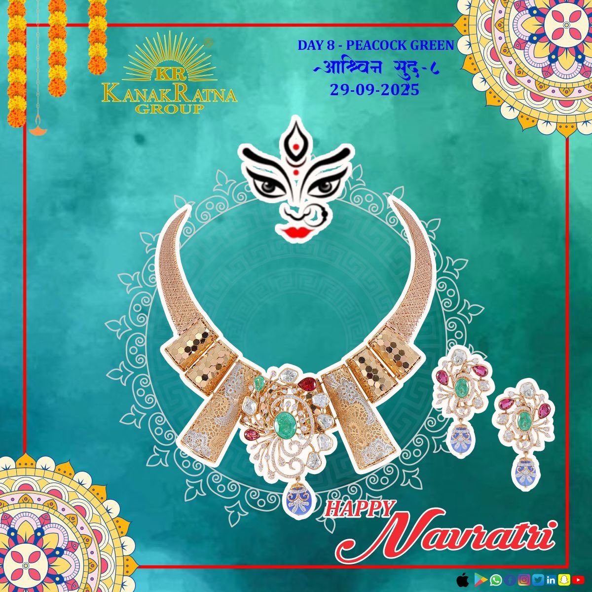 Navratri Day 8 is Dedicated to Maa Mahagauri, 
Symbol  of Purity and Transformation.
Worshipping her brings Peace , Prosperity and Spiritual Growth.
Shubh #Navratri
#Kanakratna