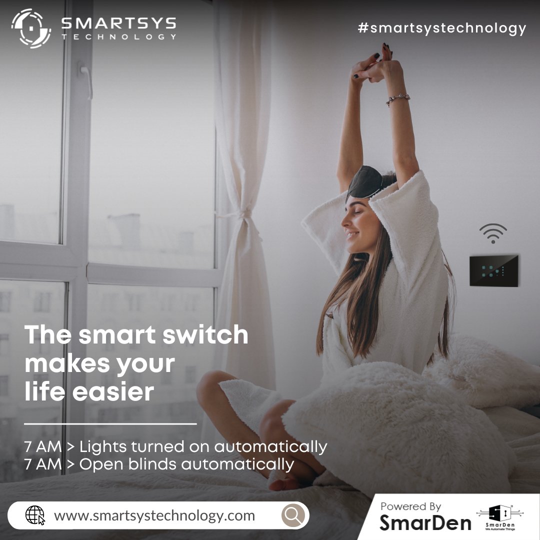 smartsystech_'s tweet image. Wake up smarter 🌅✨ Lights &amp;amp; blinds adjust automatically with smart switches!

#SmartSysTechnology #SmartHome #SmartLiving