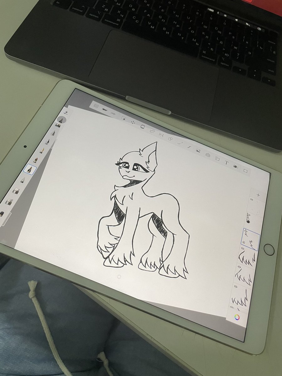 <a href="/_CandyPone_/">CandyPone</a> has been helping me a ton with how to draw fluff and other things that I’ll be working on, (THANK U SM I LOVE U ❤️) but here’s my progress so far!!! My first ever line art that im proud of after so many years of sketch drawing!! Still messy, but big progression!! ✨