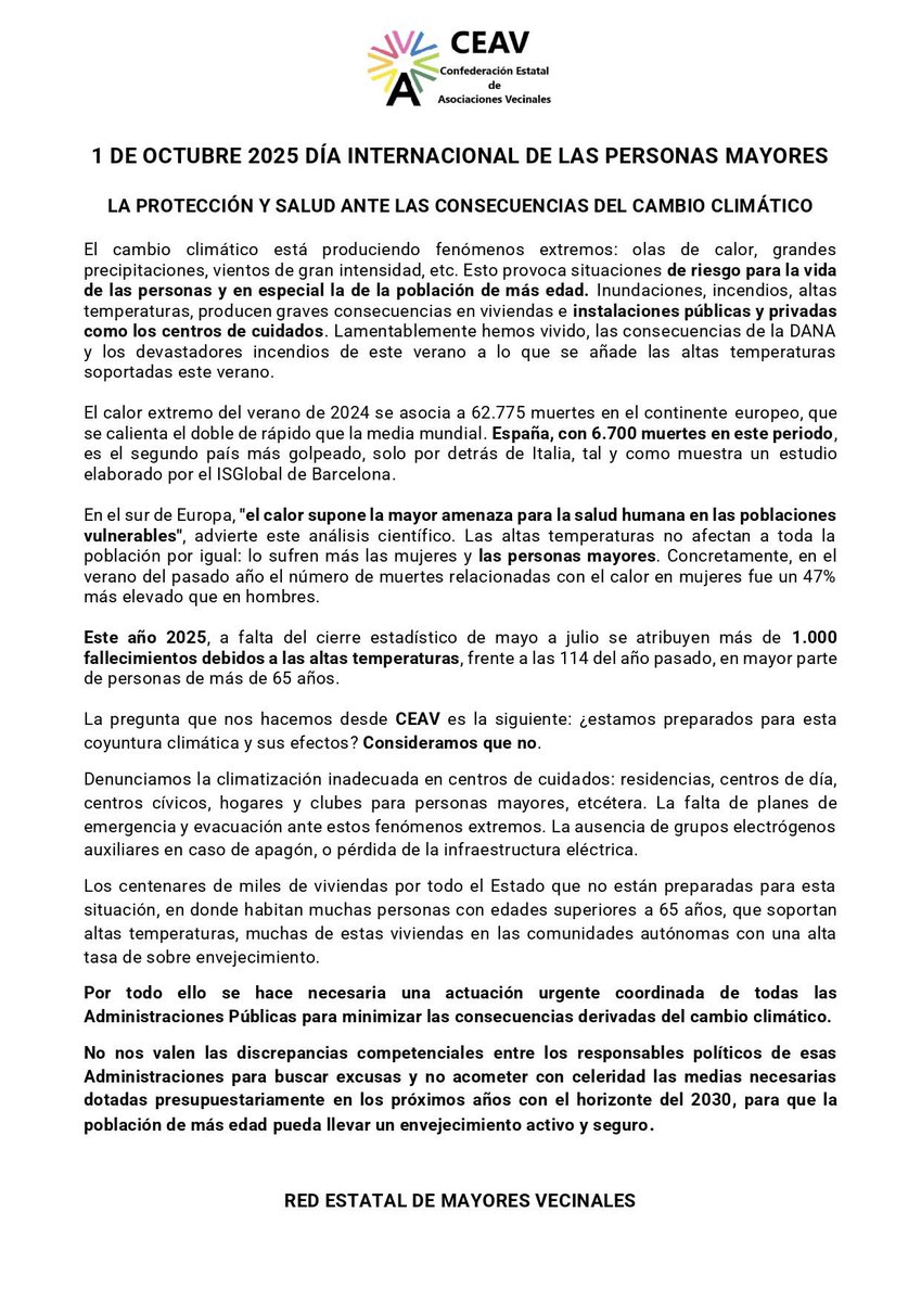 01 de octubre 2025: DÍA INTERNACIONAL DE LAS PERSONAS MAYORES
#juntossumamosmás 
#ComarcaDeCartagena
@CEAV