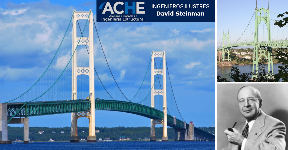 David Steinman diseñó +400 puentes, incluido el Mackinac. Rival de Ammann, su legado fue eclipsado, pero su impacto es enorme. Fundó en 1934 la Sociedad Nacional de Ingenieros Profesionales. ¿Conocéis alguno de sus puentes? 🌉 #ACHE #IngenierosIlustres