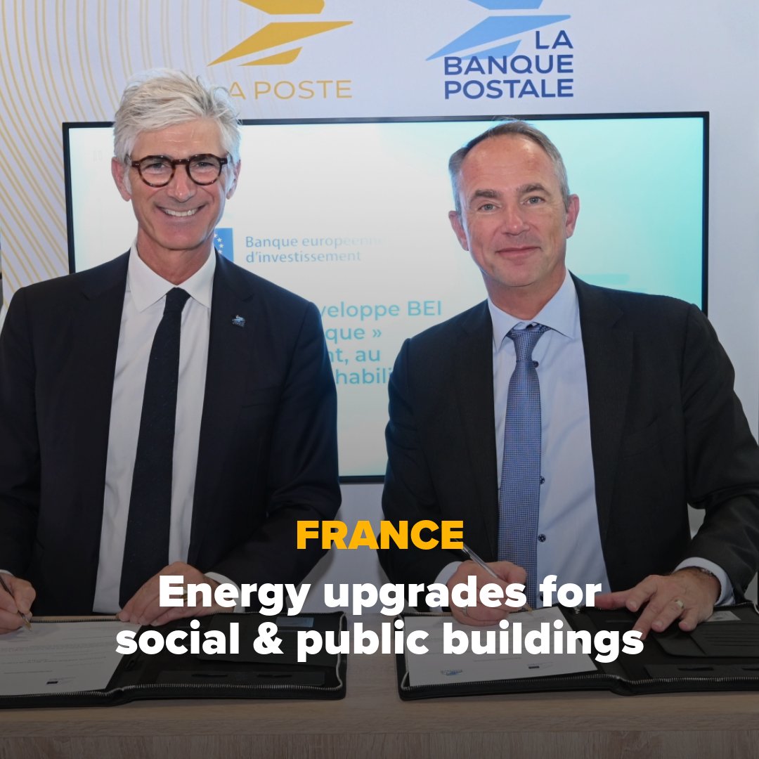 We’re accelerating energy renovation of social housing &amp; public buildings in France with
🔵€300m financing with <a href="/LaBanquePostale/">La Banque Postale</a> to cut energy use &amp; fight climate change
🔵Support for social landlords &amp; public bodies to upgrade buildings and lower costs
👉go.eib.org/France_Housing