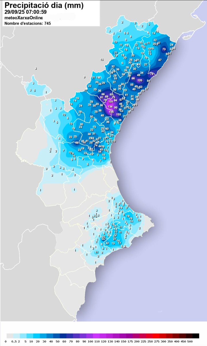De moment s'estem lliurant.
El temporal anit va girar cap al nord, acumulant la major part de les precipitacions entre el nord i interior de València i Castelló. Vorem que diuen al llarg del matí.