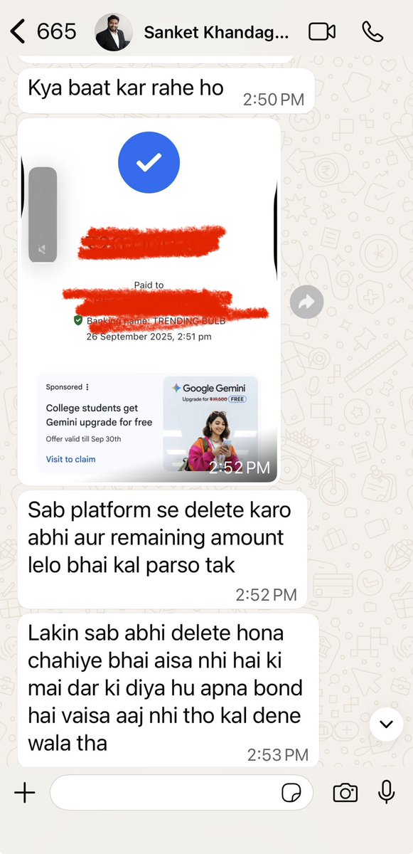 143bhadu's tweet photo. After public awareness, Sanket Khandagale (@ Spiktec_ ) refunded only 50% of ₹XX,XXX &amp; asked me to delete my post. I refused—trust needs full accountability. 🚫 Remaining 50% still unpaid.

⚠️ Creators must be responsible. Entrepreneurs, stay cautious with advance payments. https://t.co/Nc7LlTatcM