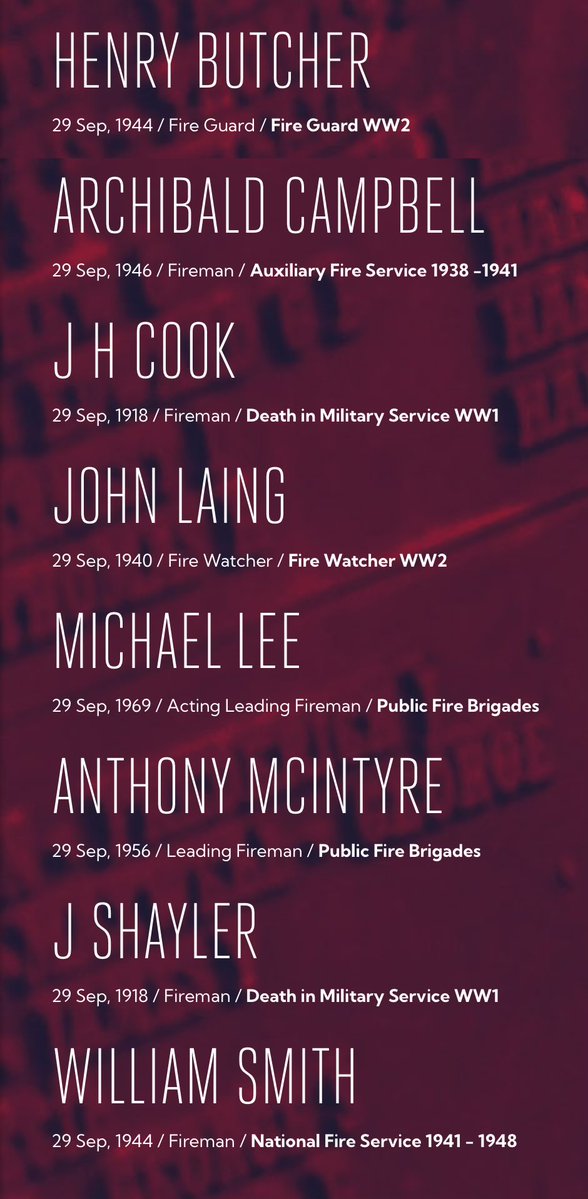 Firefighters Memorial (@firememtrust) on Twitter photo Remembering #FallenUKFirefighters on 29 Sept
<a href="/fire_scot/">Scottish Fire and Rescue Service</a> <a href="/LondonFire/">London Fire Brigade</a> <a href="/HumbersideFire/">Humberside Fire & Rescue</a> <a href="/WestMidsFire/">West Midlands Fire Service</a> <a href="/DefenceHQ/">Ministry of Defence 🇬🇧</a> #FireWatchersUK Remembering #FallenUKFirefighters on 29 Sept
<a href="/fire_scot/">Scottish Fire and Rescue Service</a> <a href="/LondonFire/">London Fire Brigade</a> <a href="/HumbersideFire/">Humberside Fire & Rescue</a> <a href="/WestMidsFire/">West Midlands Fire Service</a> <a href="/DefenceHQ/">Ministry of Defence 🇬🇧</a> #FireWatchersUK