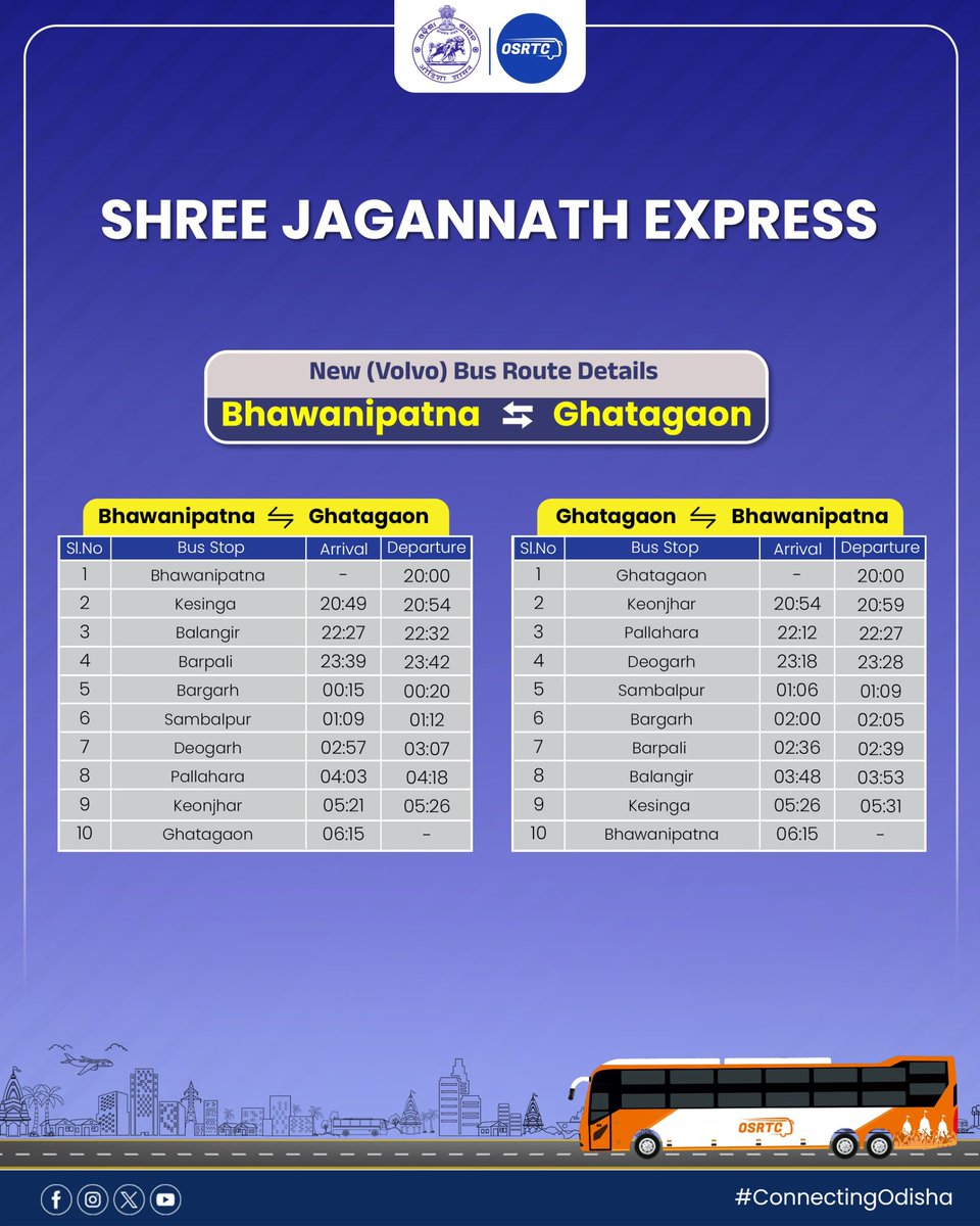 OSRTC_Odisha's tweet image. Starting today, 29th September, these premium buses will operate on key routes with a carefully planned timetable and scheduled dates to ensure smooth and convenient journeys for all.