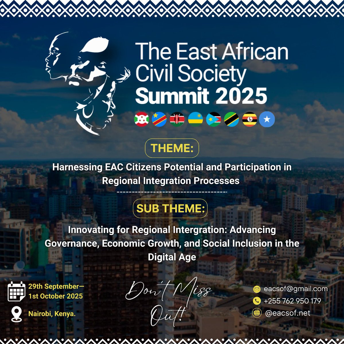 LuritYugusuk's tweet image. 📍Nairobi, Kenya 🇰🇪

Morning #Pulsecheck🗣️✊🏾

I’m excited to announce that alongside Evance Ogada, I will be co-facilitating the East African Civil Society Summit, organized by @eacsof &amp;amp; partners🗣️✊🏾

🗓️29th Sept – 1st Oct, 2025

Stay tuned for more updates through the week❗️