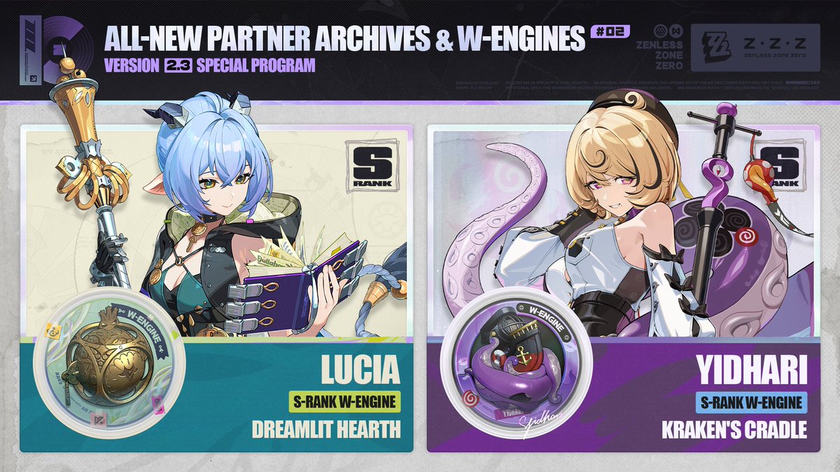 ZZZ_EN's tweet image. Zenless Zone Zero Version 2.3 "Memories of Dreams Bygone" Special Program | Intel Report
New Agents Lucia, Yidhari, and Komano Manato will be coming soon, along with new story content and gameplay events! All of this will be waiting for you in Version 2.3. Stay tuned, Proxies!…