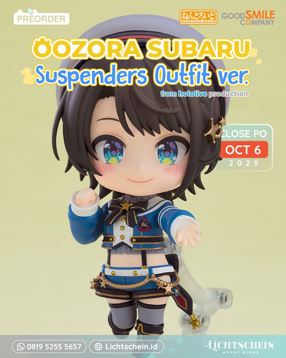 lishobbystore's tweet photo. 🌟 OPEN PRE-ORDER 🌟
Nendoroid Oozora Subaru – Suspender Outfit Ver.
hololive production
by @goodsmile_en

💰 Harga: IDR 770.000,-
💵 DP: IDR 308.000,-
📅 Close PO: 6 Oktober 2025
📦 Estimasi Rilis: Januari 2026

📲 Cara Pre-Order:
Chat WA ke 081952555657 https://t.co/g1jWS2Av0w