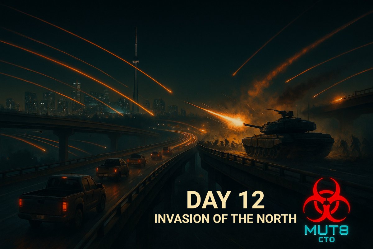 🧬 MUT8 – The Story
Chapter 2 – Day 12
Invasion of the North

From Toronto to Detroit, the line broke.
Zombies poured across bridges, highways, rivers.
🇺🇸 American flags burned in the night.
Families fled south.
But the infection always outran them.

CA: