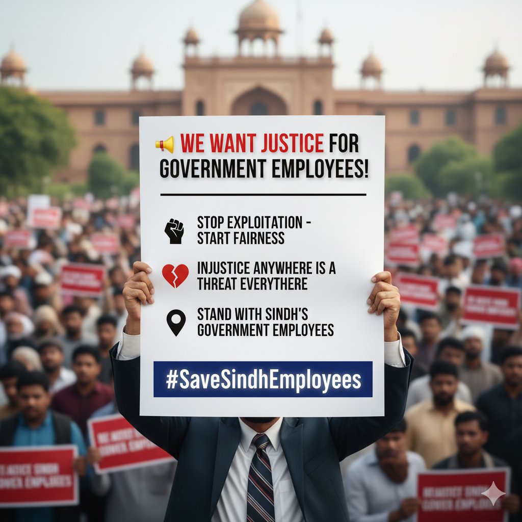 Sindh govt employees are not slaves!
Cutting pensions &amp; gratuity is open robbery of workers’ rights.
We reject this injustice!
#JusticeForSindhEmployees