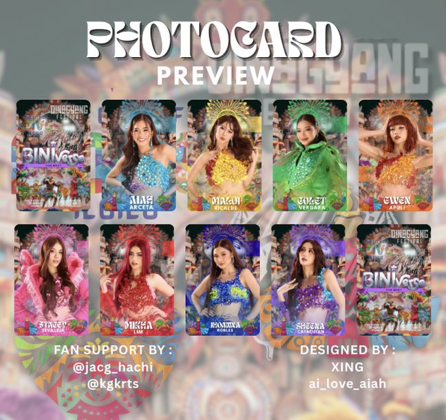 kgkrts's tweet photo. BINIVERSE Fan Meet Iloilo
BINI x DINAGYANG Festival Photocard
Fan support by: @jacg_hachi and @kgkrts
Design by: @ai_love_aiah
🌸♾️ MBF, Like, RT
🌸♾️ 1:1 ratio, limited qty, random pick
🌸♾️ Time & Location : TBA
🌸♾️ On the spot trading only
See you Iloilo Blooms! ♾️
#BINI #BINIinIloilo #BINIverseFanMeet #MINIverse