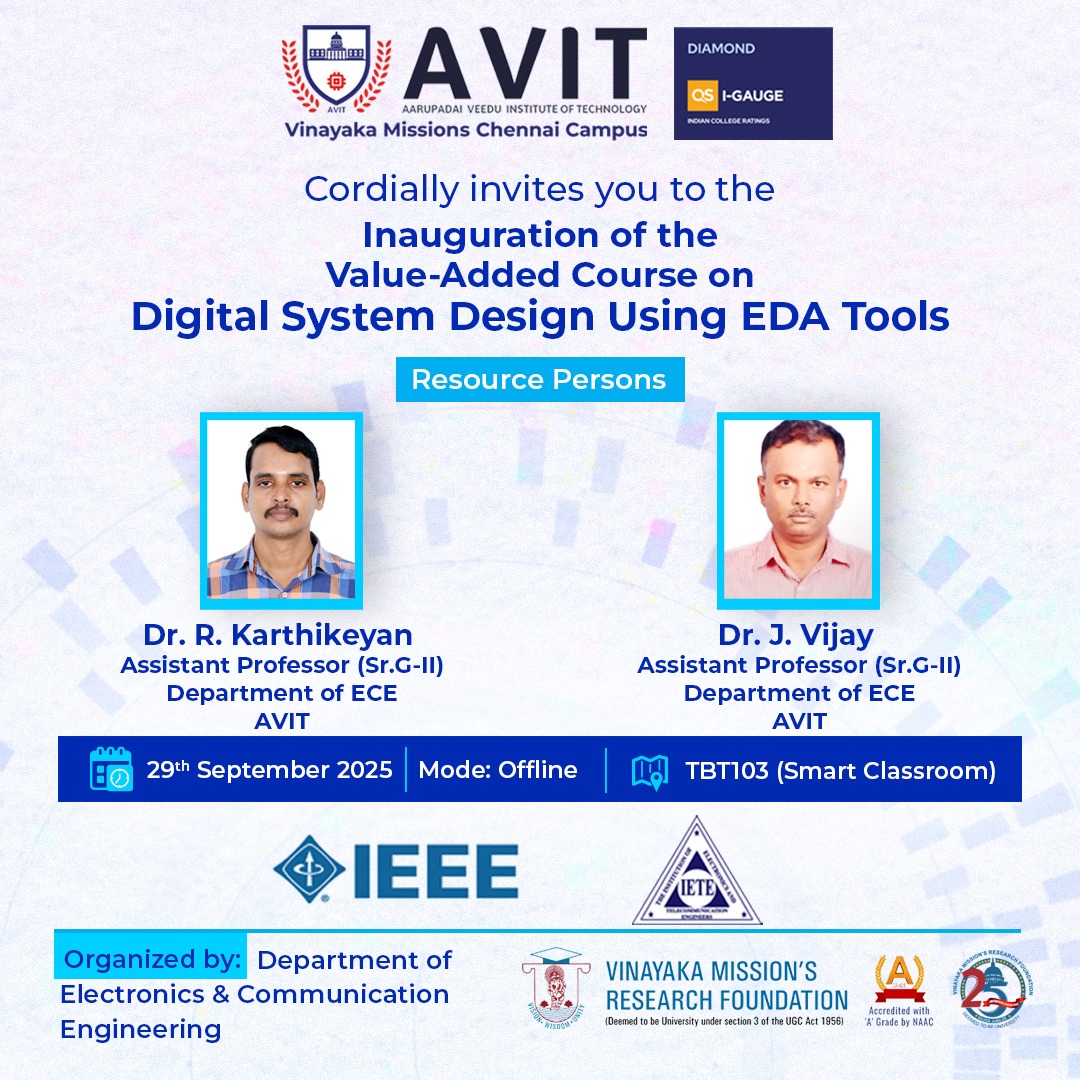 AVITChennai's tweet image. As the name suggests, this value-added course will equip you with more than just knowledge. It helps you develop practical, specialized skills. Don't miss it!
#ValueAddedCourse #SkillDevelopment #LearnAndGrow #FutureReady #PracticalSkills #KnowledgeToSkills #CareerGrowth